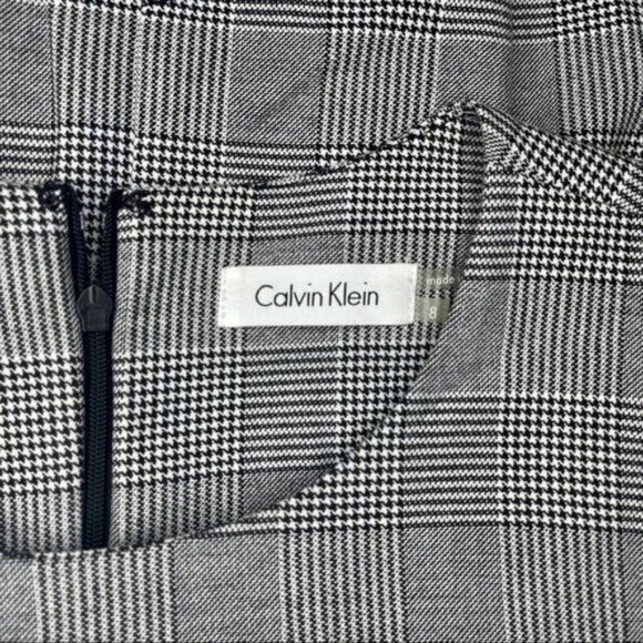 Calvin Klein Plaid Sheath Dress with Leather Trim Size 8 Medium - Picture 9 of 11
